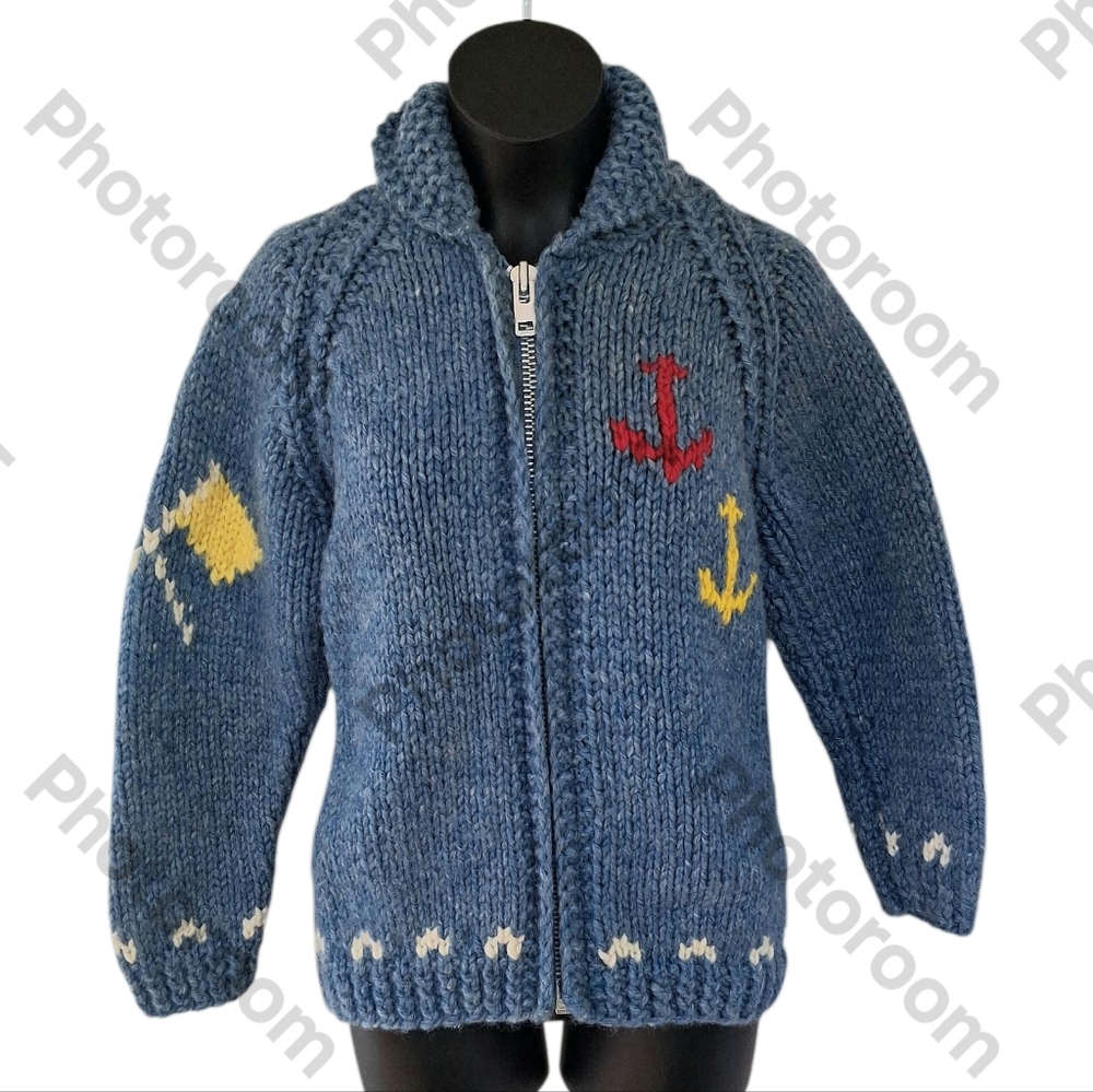 Boys Blue Knit Jacket with Nautical Accents 3835